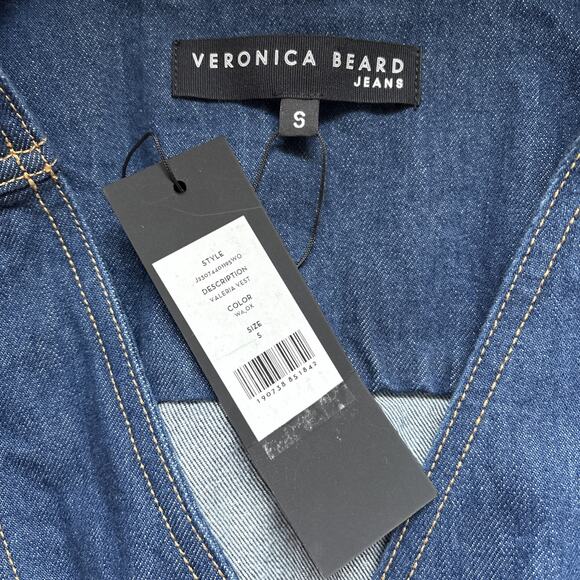 NEW Veronica Beard Valeria Vest Women's Small Blue Denim Buttons Country Cowgirl - Picture 8 of 10